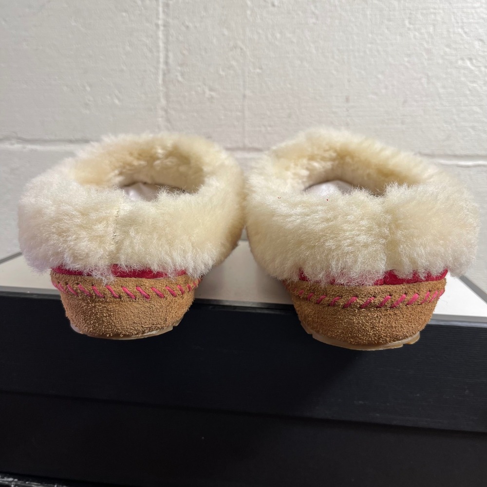 L.L. Bean Squam Lake Red‎ Suede Wicked Good Slipper Fur Lined Slip On Womens 8 M - Picture 6 of 11